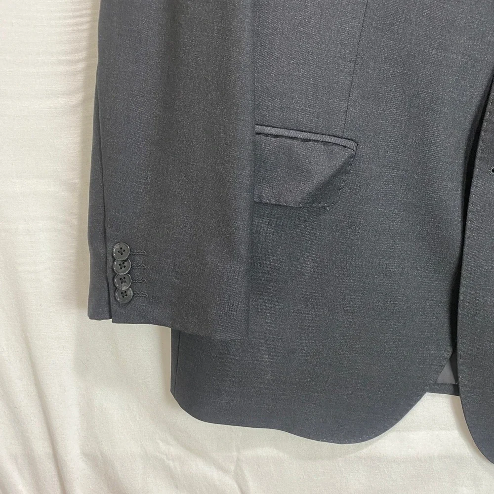 Saks Fifth Avenue Ermenegildo Zegna Wool Suit Jacket Charcoal Grey 44R W38 USA